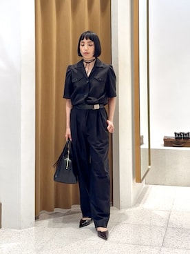 「アイテム（つなぎ/オールインワン、ブラック系）」を使った、ODAKAさん（レディース・153cm）の夏コーディネート
