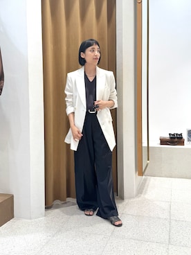 「アイテム（テーラードジャケット、ホワイト系）」を使った、ODAKAさん（レディース・153cm）の夏コーディネート