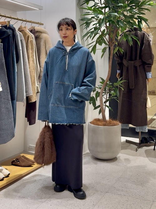 【ステッカー付き】Whim Gazette デニムロングスカートサイズ38 Whim Gazette(ウィム ガゼット)｜デニムスリットスカート/ブルー