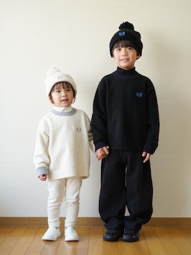 「アイテム（ニット/セーター）」を使った、さっくん＆かいくんさん（キッズ・110cm）の冬コーディネート