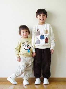 「SLAP SLIP（スラップスリップ）のアイテム」を使った、さっくん＆かいくんさん（キッズ・110cm）の冬コーディネート