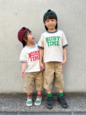 「VANS(バンズ)のアイテム」を使った、さっくん&かいくんさん(キッズ・110cm)の春コーディネート