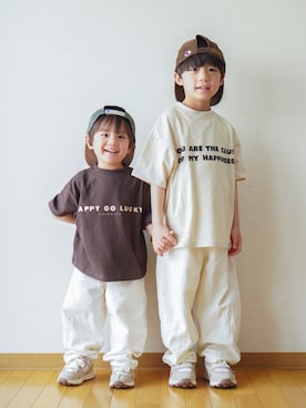 「HELLY HANSEN(ヘリーハンセン)のアイテム」を使った、さっくん&かいくんさん(キッズ・110cm)の春コーディネート
