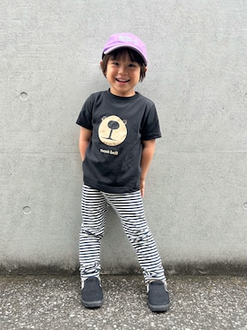 「BREEZE（ブリーズ）の左右迷わない！バラエティスリッポン（スニーカー、ブラック系）」を使った、さっくん＆かいくんさん（キッズ・110cm）の夏コーディネート
