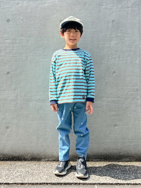 「BOBO CHOSES（ボボショーズ）のBobo Choses color block cap（キャップ、その他）」を使った、さっくん＆かいくんさん（キッズ・110cm）の春コーディネート