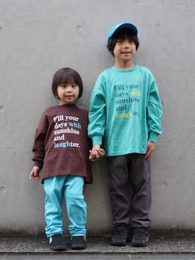 「devirock（デビロック）のアイテム」を使った、さっくん＆かいくんさん（キッズ・110cm）の秋コーディネート