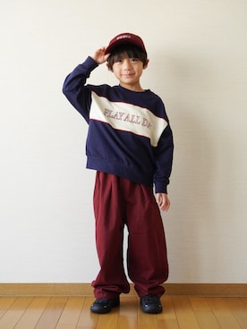 「アイテム（チノパンツ）」を使った、さっくん＆かいくんさん（キッズ・110cm）の秋コーディネート