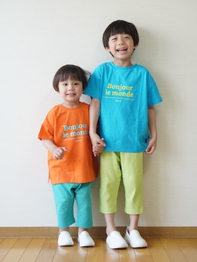 「devirock（デビロック）のアイテム」を使った、さっくん＆かいくんさん（キッズ・110cm）の春コーディネート