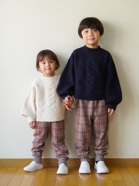 「アイテム（トップス）」を使った、さっくん＆かいくんさん（キッズ・110cm）の冬コーディネート