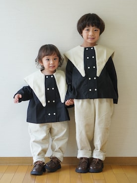 「アイテム（シャツ/ブラウス）」を使った、さっくん＆かいくんさん（キッズ・110cm）の秋コーディネート