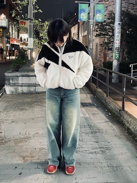 「Reebok（リーボック）のアイテム（ジャケット/アウター）」を使った、shinaさん（レディース・160cm）の冬コーディネート