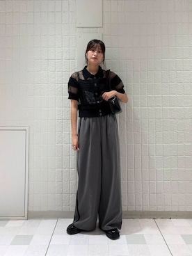 「グレーパンツ」｜Hinaさん（レディース・160cm）の夏コーディネート