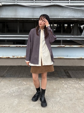 「アイテム（ニットキャップ/ビーニー）」を使った、Hinaさん（レディース・160cm）の夏コーディネート