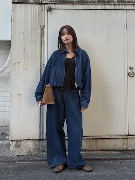 「KBF（ケイビーエフ）のアイテム（ジャケット/アウター）」を使った、Hinaさん（レディース・160cm）の秋コーディネート