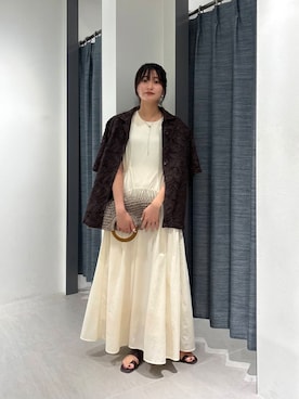 「白ワンピース」｜Hinaさん（レディース・160cm）の夏コーディネート