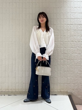 「アイテム（ローファー、ブルー系）」を使った、Hinaさん（レディース・160cm）の夏コーディネート