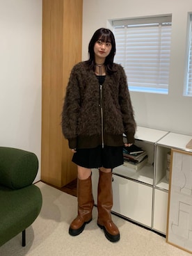 「KBF（ケイビーエフ）のカバーデザインロングブーツ（ブーツ）」を使った、Hinaさん（レディース・160cm）の秋コーディネート