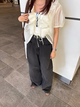 「KBF（ケイビーエフ）のアイテム（パンツ）」を使った、Hinaさん（レディース・160cm）の夏コーディネート