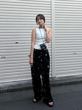 「KBF（ケイビーエフ）のアイテム（パンツ）」を使った、Hinaさん（レディース・160cm）の夏コーディネート