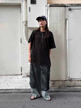 「モノトーンコーデ」｜「アイテム（キャップ）」を使った、Hinaさん（レディース・160cm）の夏コーディネート