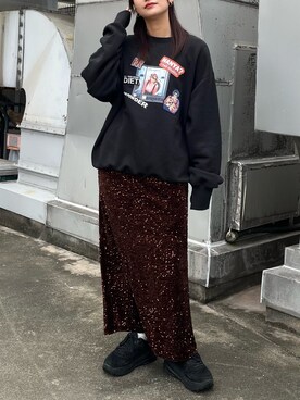 「kbf_ootd」｜「アイテム（スウェット）」を使った、Hinaさん（レディース・160cm）の冬コーディネート