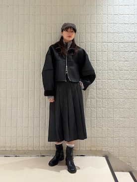 「KBF（ケイビーエフ）のリバーシブルボアジャケット（その他アウター）」を使った、Hinaさん（レディース・160cm）の冬コーディネート