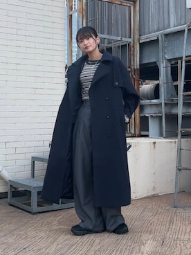「アイテム（ステンカラーコート）」を使った、Hinaさん（レディース・160cm）の秋コーディネート