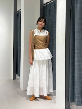 「白スカート」｜Hinaさん（レディース・160cm）の夏コーディネート