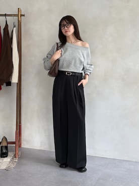 「スラックスパンツ」｜omochiさん（レディース・154cm）の秋コーディネート