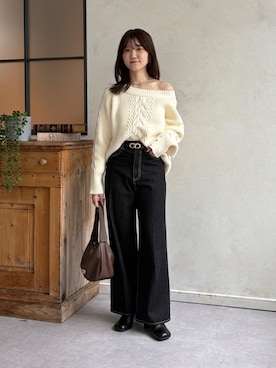 「Thevon（ゼボン）の【Yuna＆Mayuコラボ企画】ニュアンスワンハンドルバッグ（トートバッグ）」を使った、omochiさん（レディース・154cm）の秋コーディネート