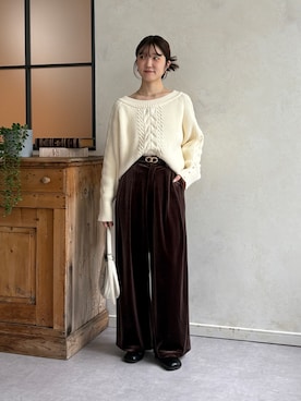 「アイテム（ホワイト系）」を使った、omochiさん（レディース・154cm）の秋コーディネート