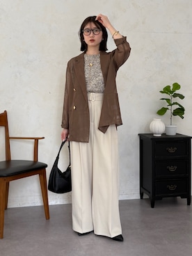 「タックパンツ」｜omochiさん（レディース・154cm）の春コーディネート