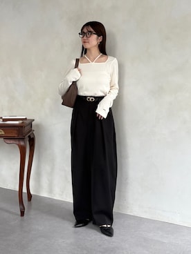 「Thevon（ゼボン）の【Yuna＆Mayuコラボ企画】ニュアンスワンハンドルバッグ（トートバッグ）」を使った、omochiさん（レディース・154cm）の秋コーディネート