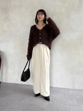 「アイテム（スラックス）」を使った、omochiさん（レディース・154cm）の秋コーディネート