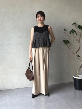 「アイテム（ボストンバッグ）」を使った、omochiさん（レディース・154cm）の夏コーディネート