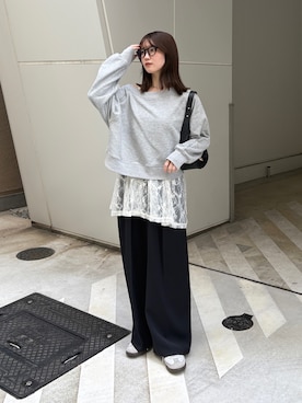 「アイテム（チュニック）」を使った、omochiさん（レディース・154cm）の冬コーディネート