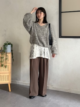 「アイテム（チュニック）」を使った、omochiさん（レディース・154cm）の冬コーディネート