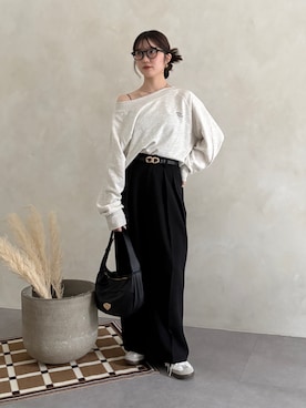 「Thevon（ゼボン）の【Yuna＆Mayuコラボ企画】ニュアンスワンハンドルバッグ（トートバッグ）」を使った、omochiさん（レディース・154cm）の秋コーディネート