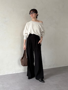「アイテム（スラックス）」を使った、omochiさん（レディース・154cm）の夏コーディネート