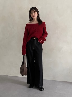 「Thevon（ゼボン）の【Yuna＆Mayuコラボ企画】ニュアンスワンハンドルバッグ（トートバッグ）」を使った、omochiさん（レディース・154cm）の秋コーディネート