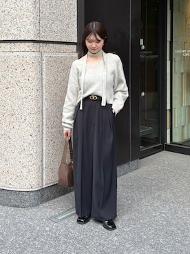 「アイテム（ベルト）」を使った、omochiさん（レディース・154cm）の秋コーディネート