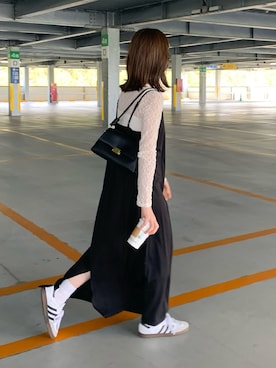 「モノトーンコーデ」｜「アイテム（チュニック）」を使った、omochiさん（レディース・154cm）の春コーディネート
