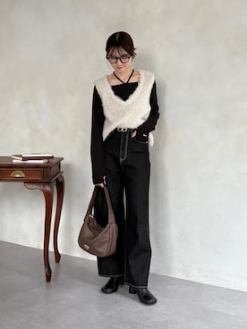 「Thevon（ゼボン）の【Yuna＆Mayuコラボ企画】ニュアンスワンハンドルバッグ（トートバッグ）」を使った、omochiさん（レディース・154cm）の秋コーディネート