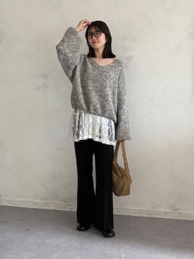 「アイテム（チュニック）」を使った、omochiさん（レディース・154cm）の冬コーディネート