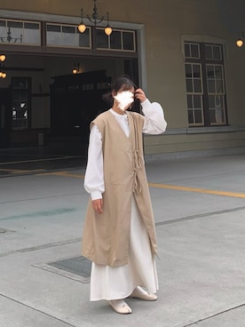 「apres jour clair（アプレジュールクレア）のアイテム（その他アウター）」を使った、ainaさん（レディース・162cm）の秋コーディネート