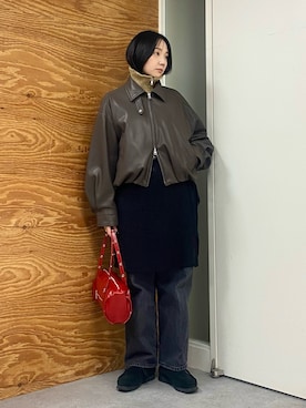 「スカートコーデ」｜「アイテム（ブルゾン）」を使った、naru0201さん（レディース・154cm）の秋コーディネート
