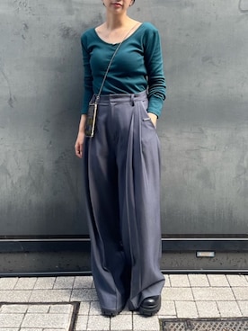 「レディースファッション」｜「アイテム（スラックス）」を使った、naru0201さん（レディース・154cm）の秋コーディネート