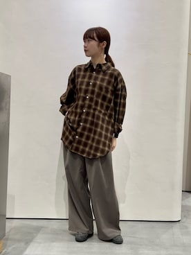 「ブラウンパンツ」｜「アイテム（スラックス）」を使った、kimura_no_fukuさん（レディース・155cm）の秋コーディネート
