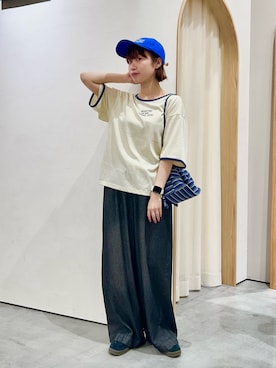 「CIAOPANIC TYPY（チャオパニックティピー）のアイテム（キャップ）」を使った、kimura_no_fukuさん（レディース・155cm）の夏コーディネート