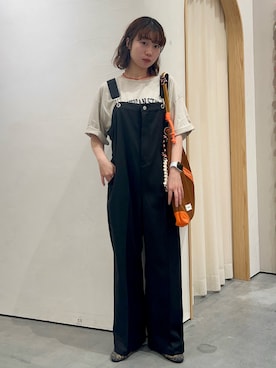 「CIAOPANIC TYPY（チャオパニックティピー）の∴アシッドウォッシュカレッジロゴオーバーTee（Tシャツ/カットソー、グレー系）」を使った、kimura_no_fukuさん（レディース・155cm）の夏コーディネート